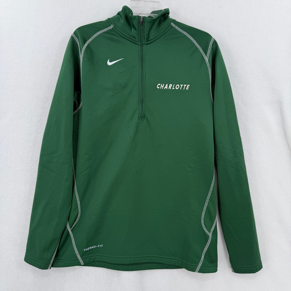 Nike UNC Charlotte 49ers 1/4 Zip Fleece Mens Size M Green Therma-FIT Pullover